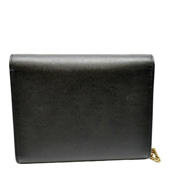 YVES SAINT LAURENT  Cassandra Grain De Poudre Embossed Crossbody Bag Black - Picture 3 of 9